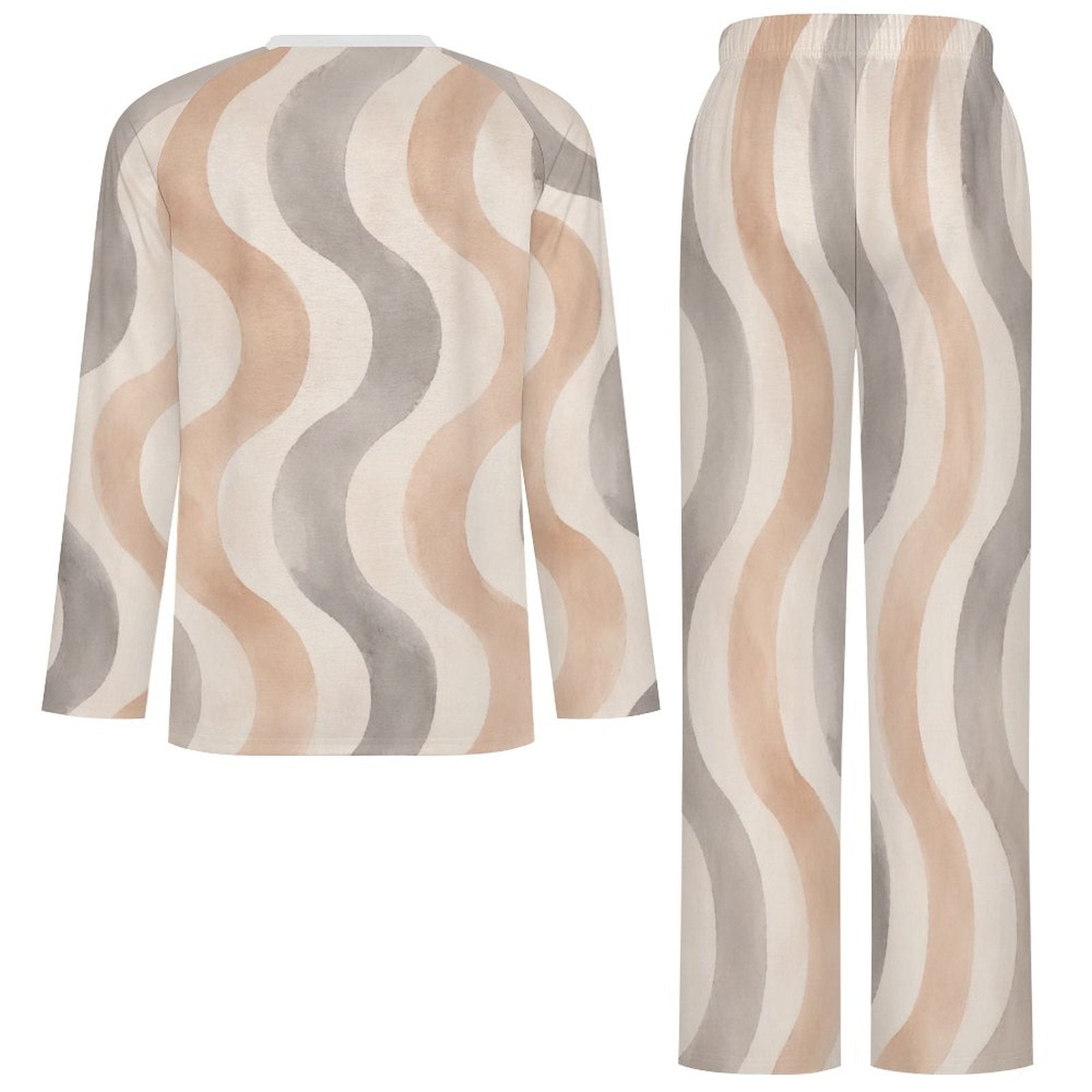 Men's Copacabana raglan sleeve pajama set in the Sandstone wave print