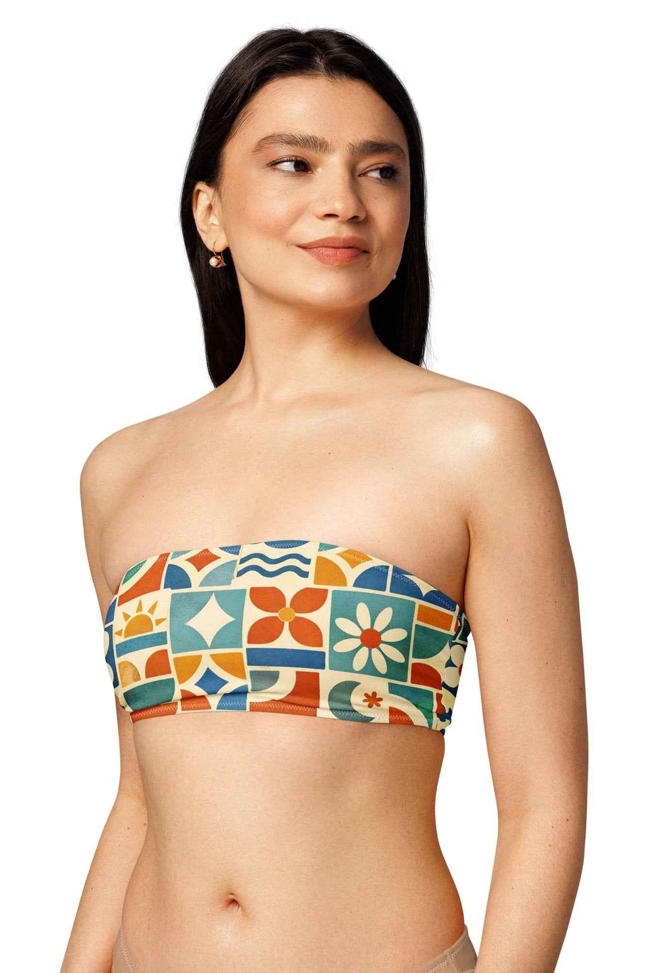 Selaron Print Bandeau Bikini Top