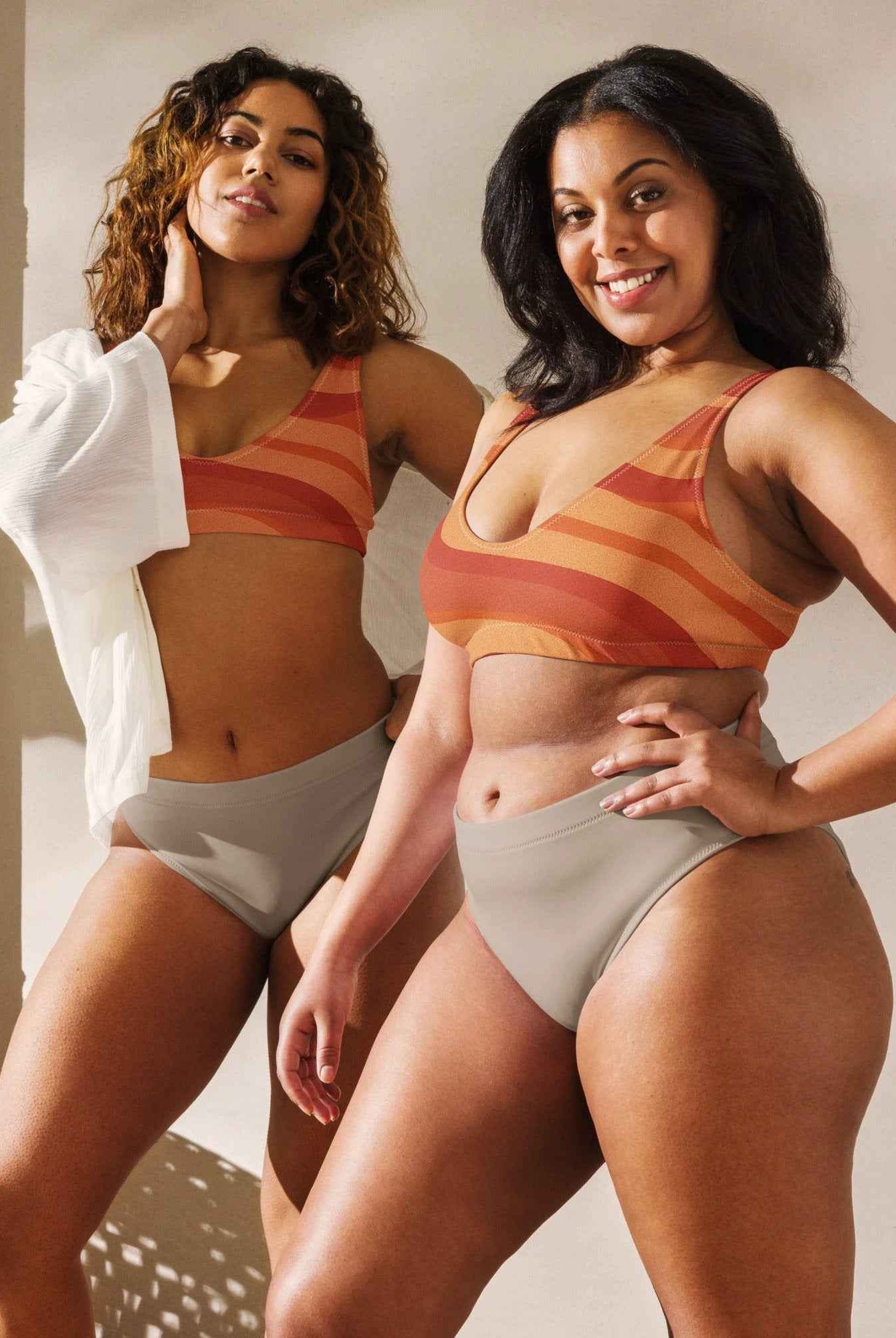 Copacabana Print Recycled Padded Bikini Top - Laranja