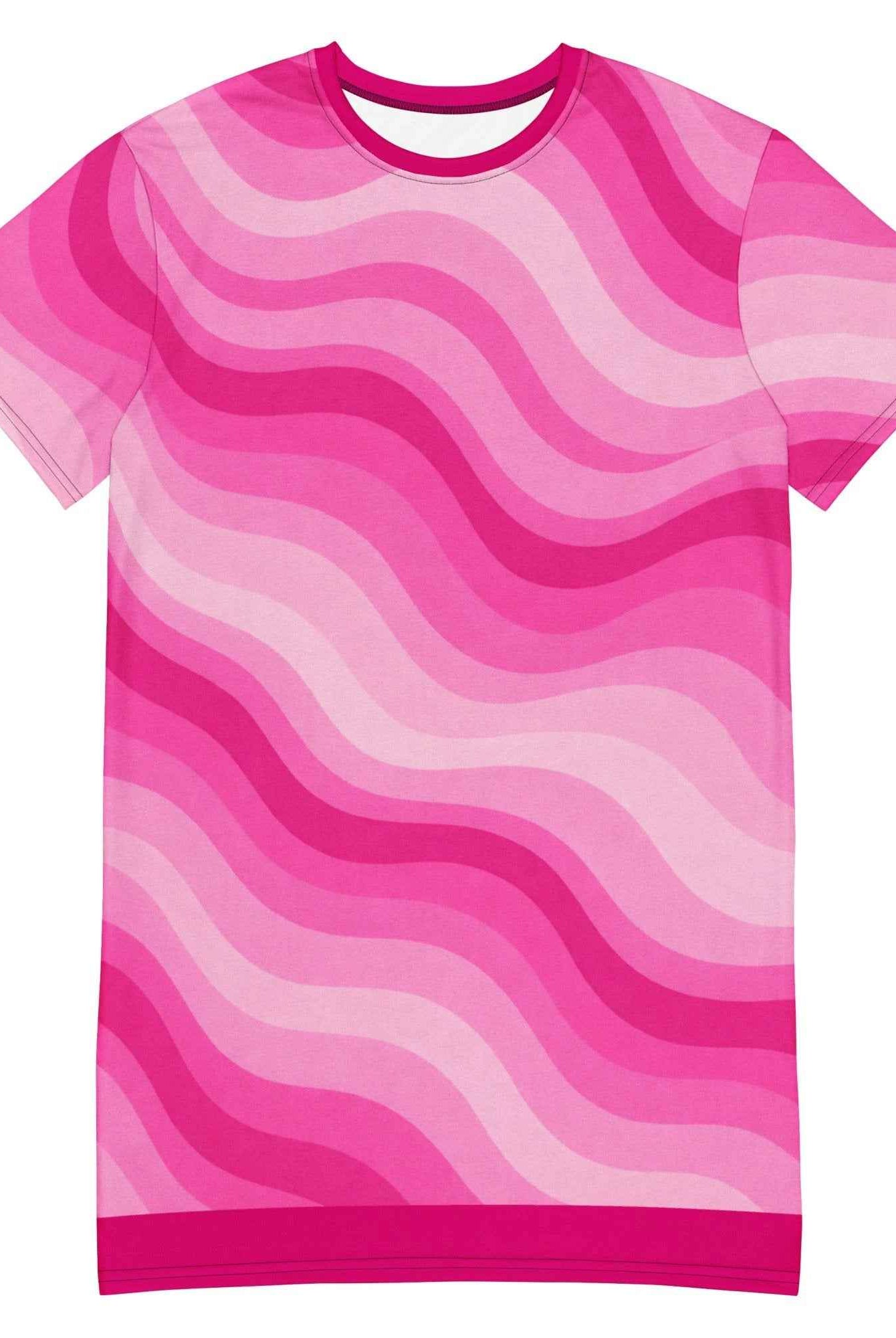 Copacabana Print T-Shirt Dress - Shocking Pink