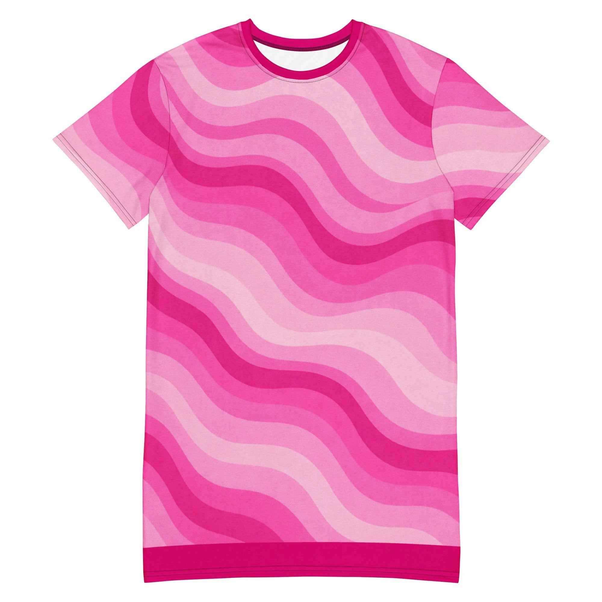 Copacabana Print T-Shirt Dress - Shocking Pink