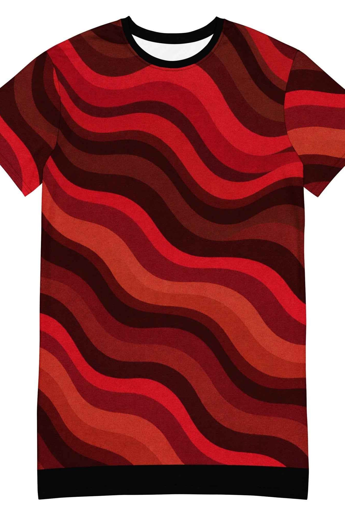Copacabana Print T-Shirt Dress - Ruby