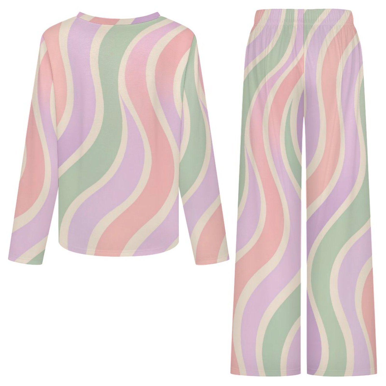 Women's Copacabana v-neck pajama set in the Pastel Fantasy wave print