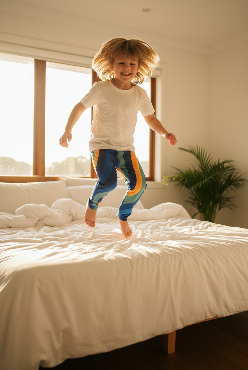 Boy jumping action shot