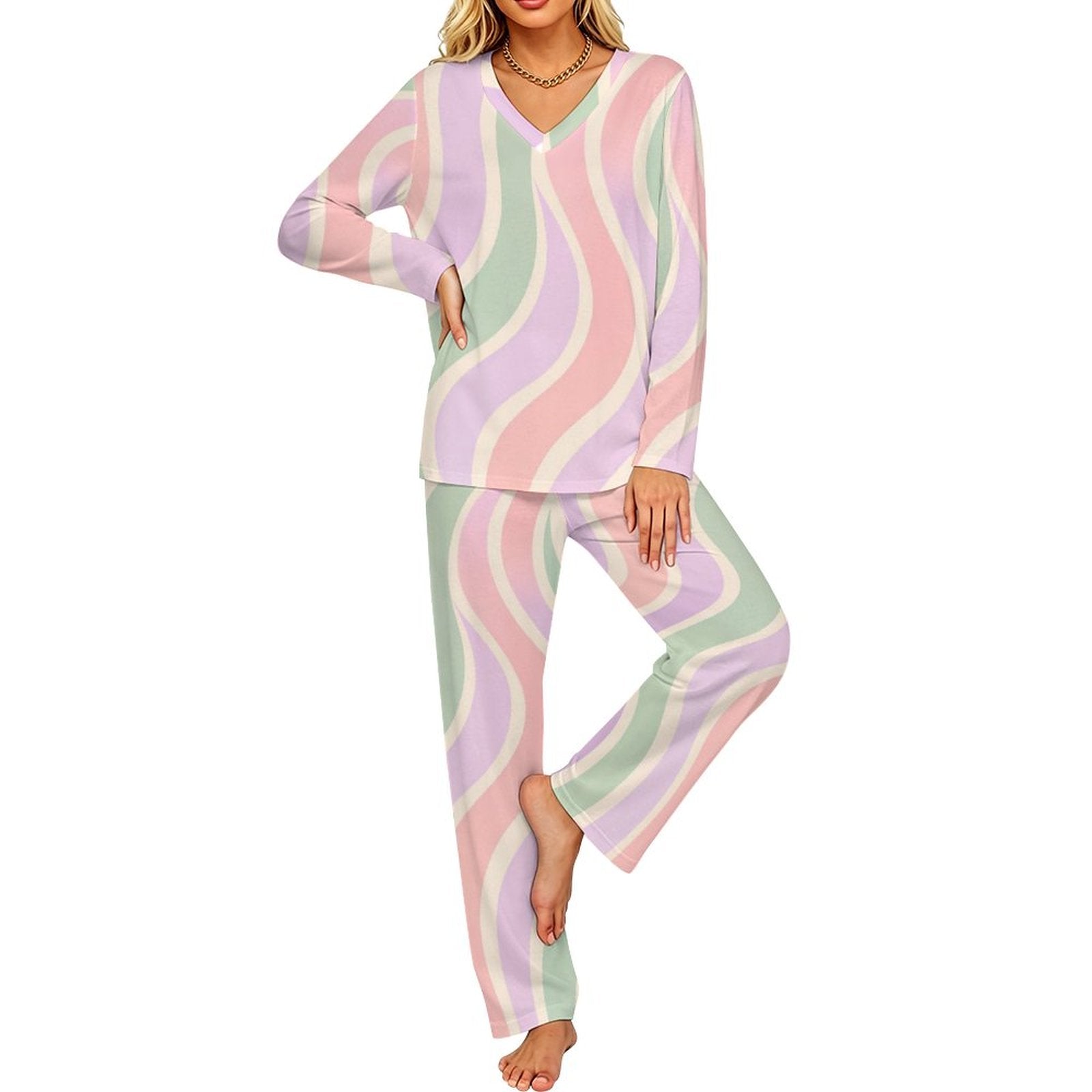 Women's Copacabana V-Neck Pajama Set – Pastel Fantasy