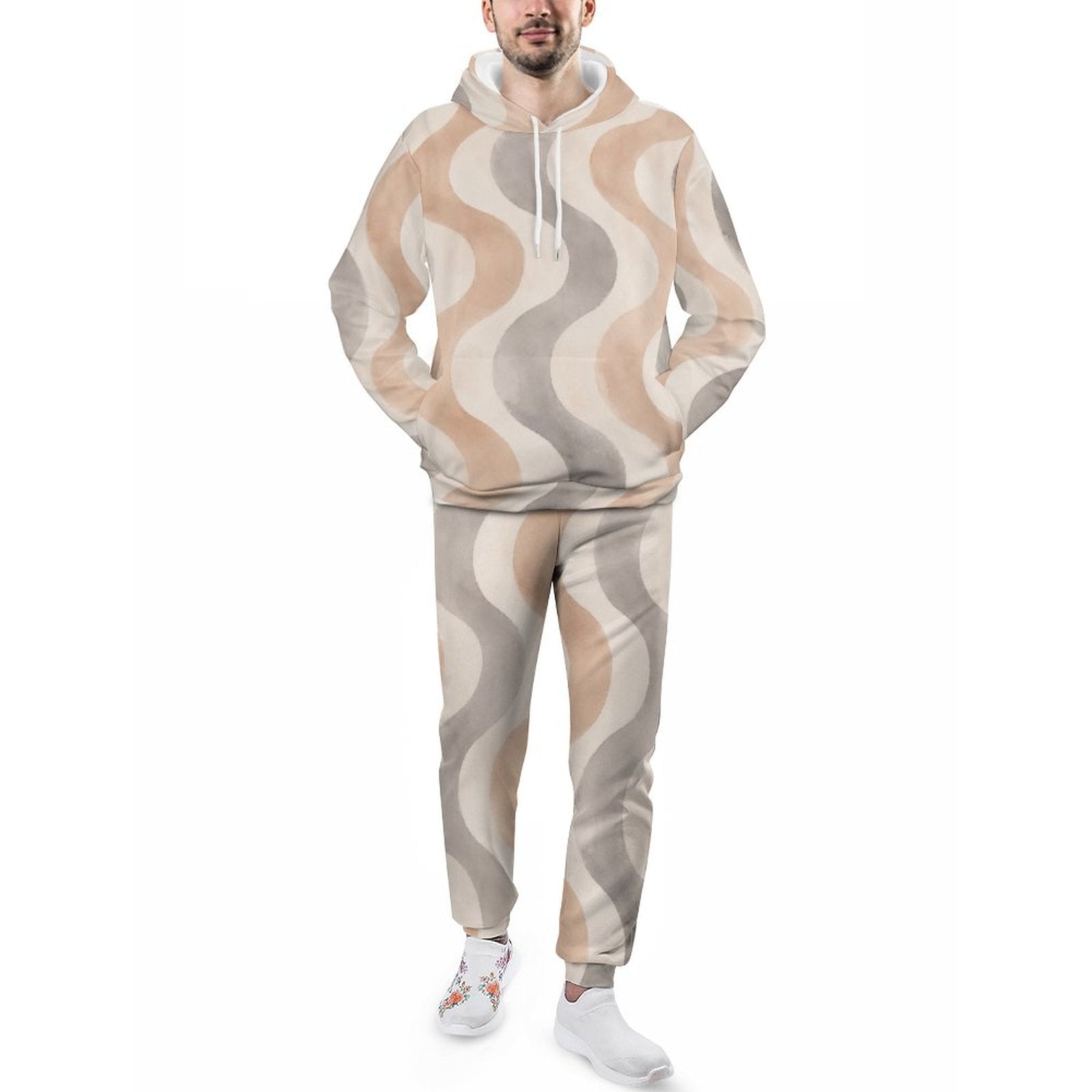 Copacabana unisex hoodie and joggers set in the Sandstone wave print