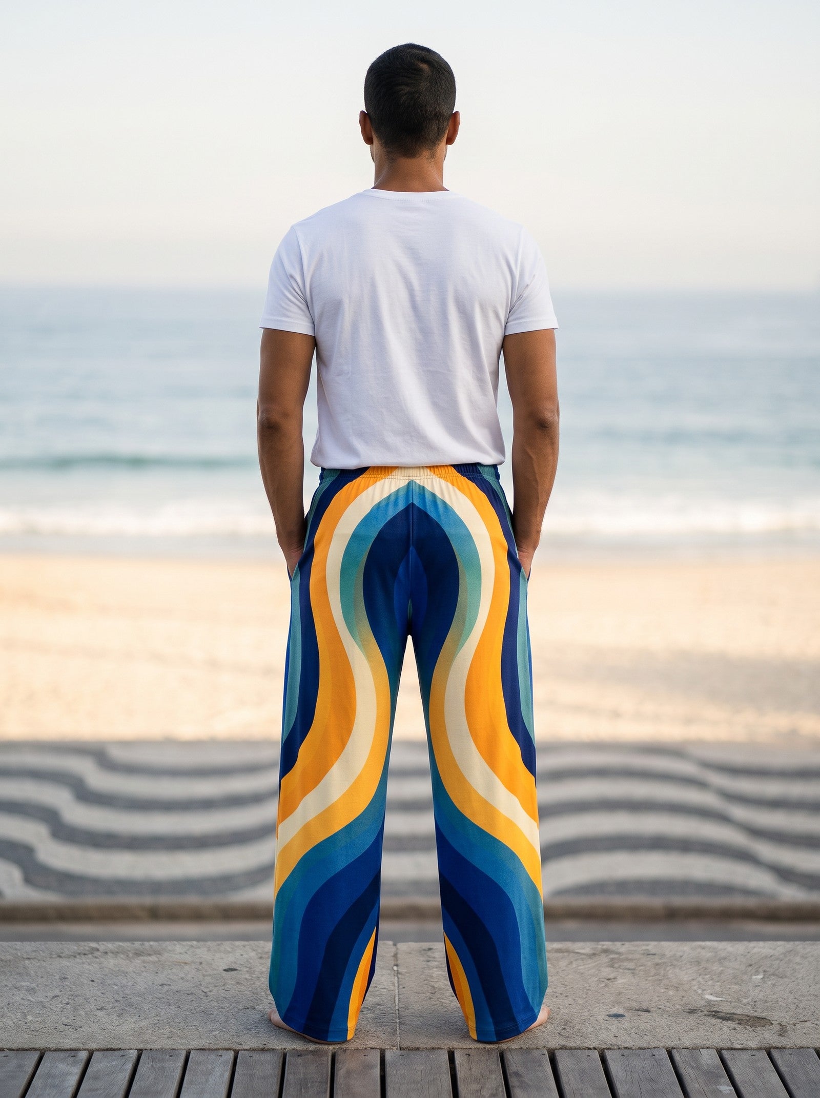 Copacabana Print Pajama Pants Ocean Sunset - Essential Comfort and Style - back view