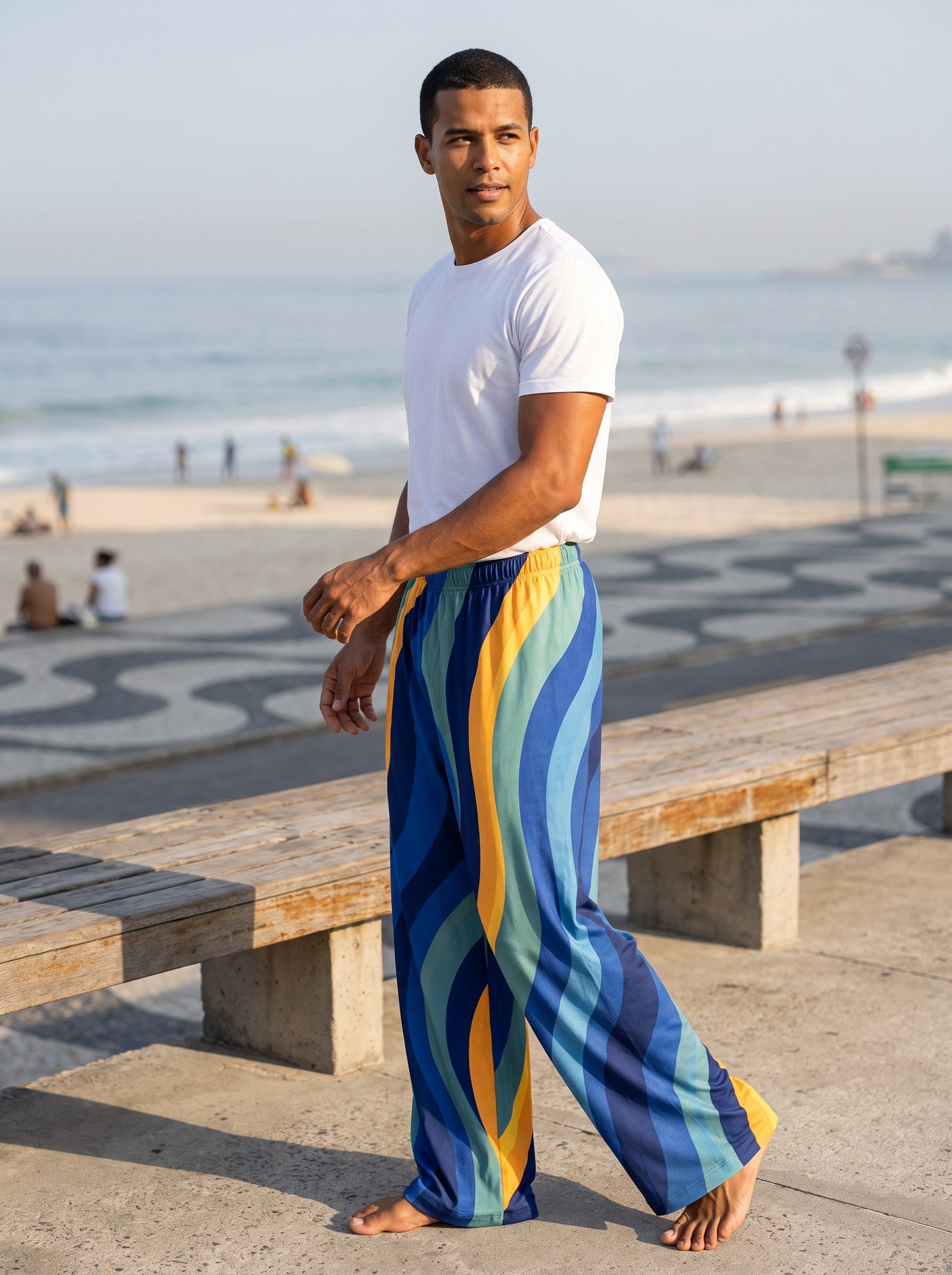 Copacabana Print Pajama Pants Ocean Sunset - Essential Comfort and Style - side view