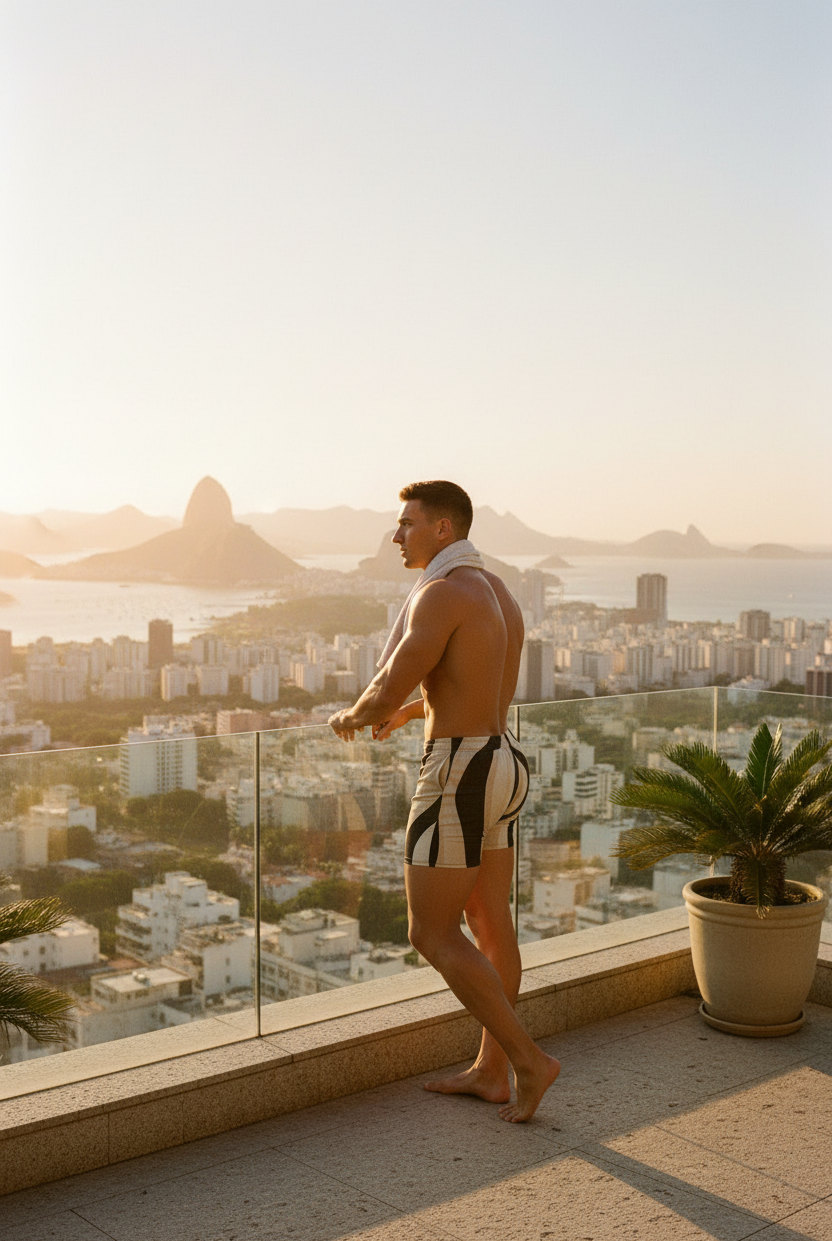 Copacabana Sand Print Athletic Shorts - side view