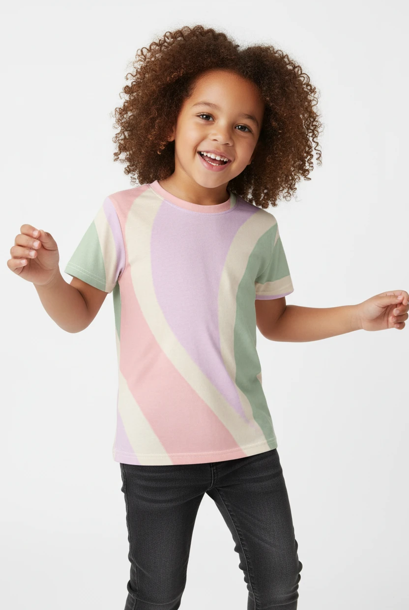 Copacabana Print Kids cotton crew neck t-shirt - Pastel Fantasy by Pip and moon