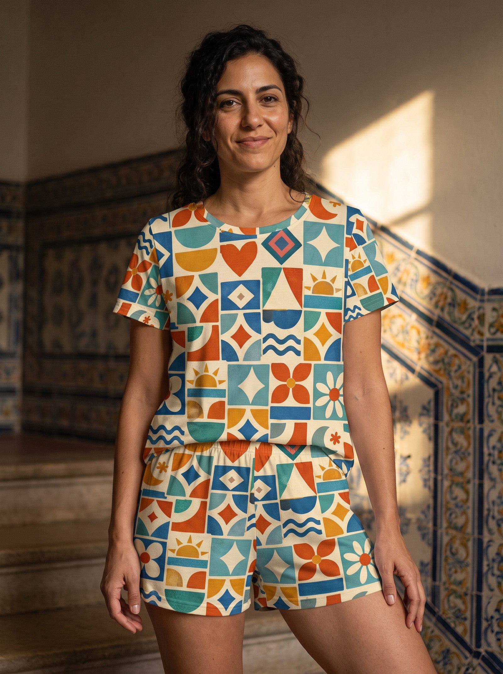 Women's Selaron Print Short Pajama Set - front view