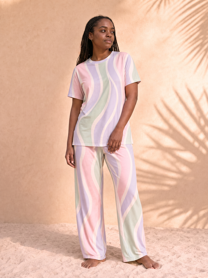 Women's Copacabana Short-Sleeve Pajama Set – Pastel Fantasy, front view