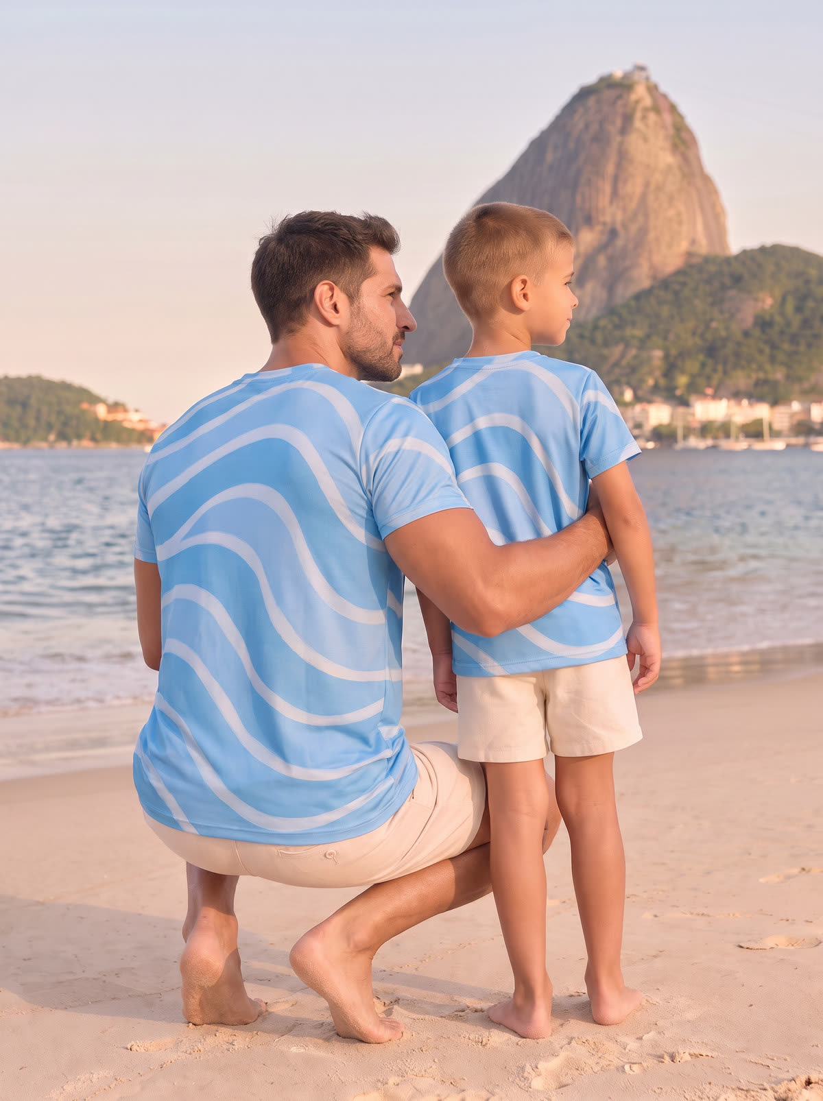 Man in a printed camp shirt and shorts