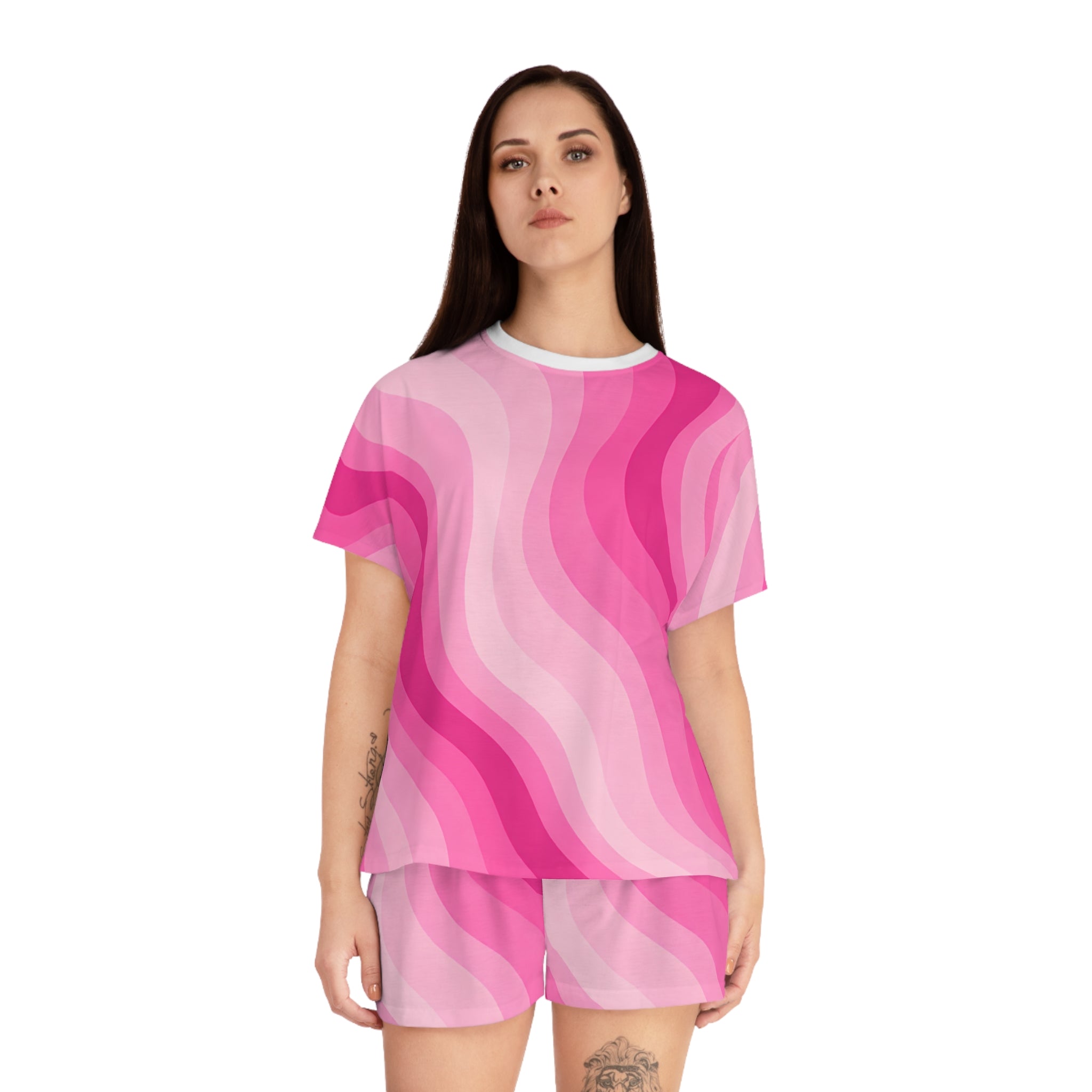 Women's Pink Wave Short Pajama Set — Cozy Sleepwear