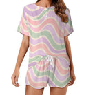 Women's Copacabana short-sleeve loungewear set in the Pastel Fantasy wave print