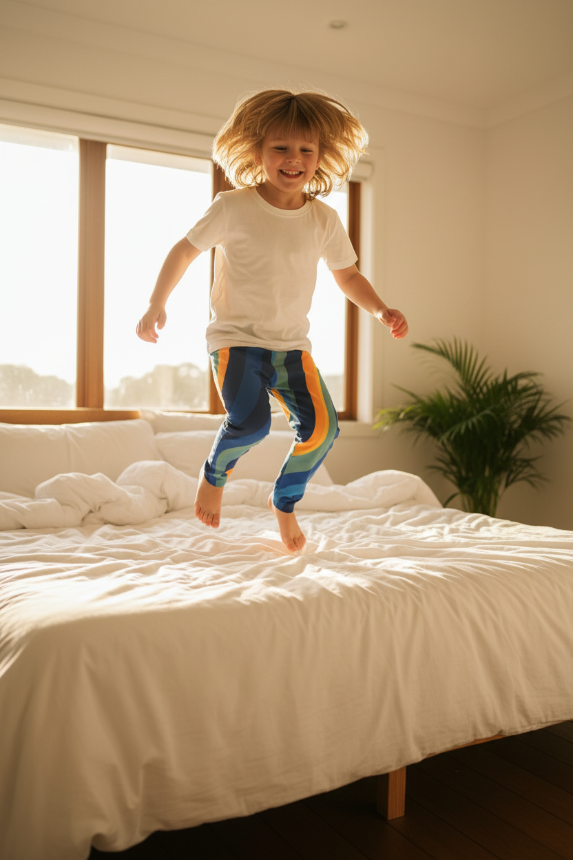 Boy jumping action shot