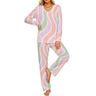 Women's Copacabana v-neck pajama set in the Pastel Fantasy wave print