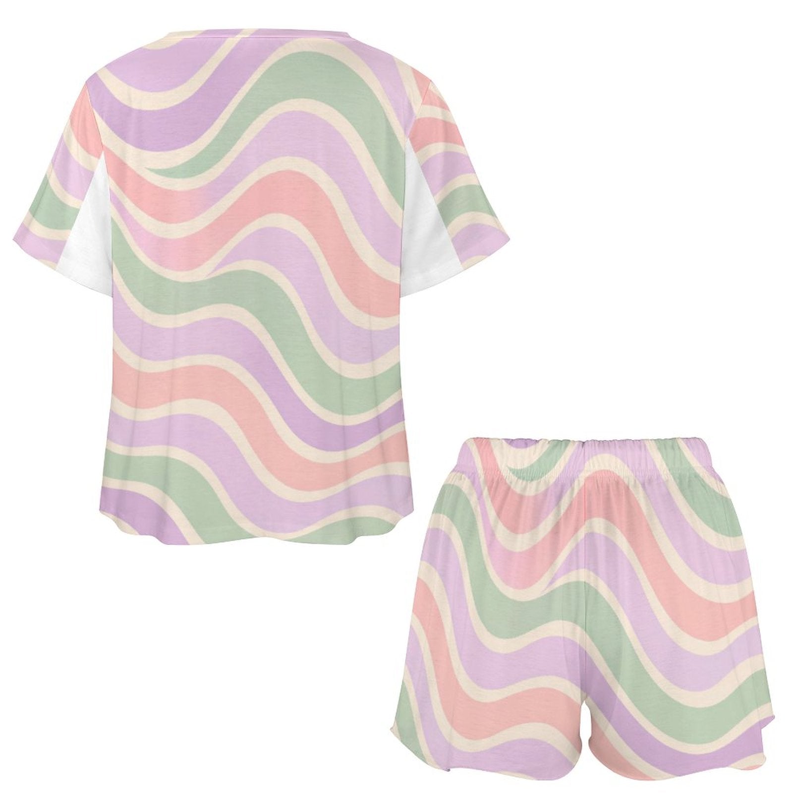 Women's Copacabana short-sleeve loungewear set in the Pastel Fantasy wave print