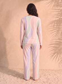 Crewneck Long-Sleeve Pajama Set – Pastel Fantasy, back view