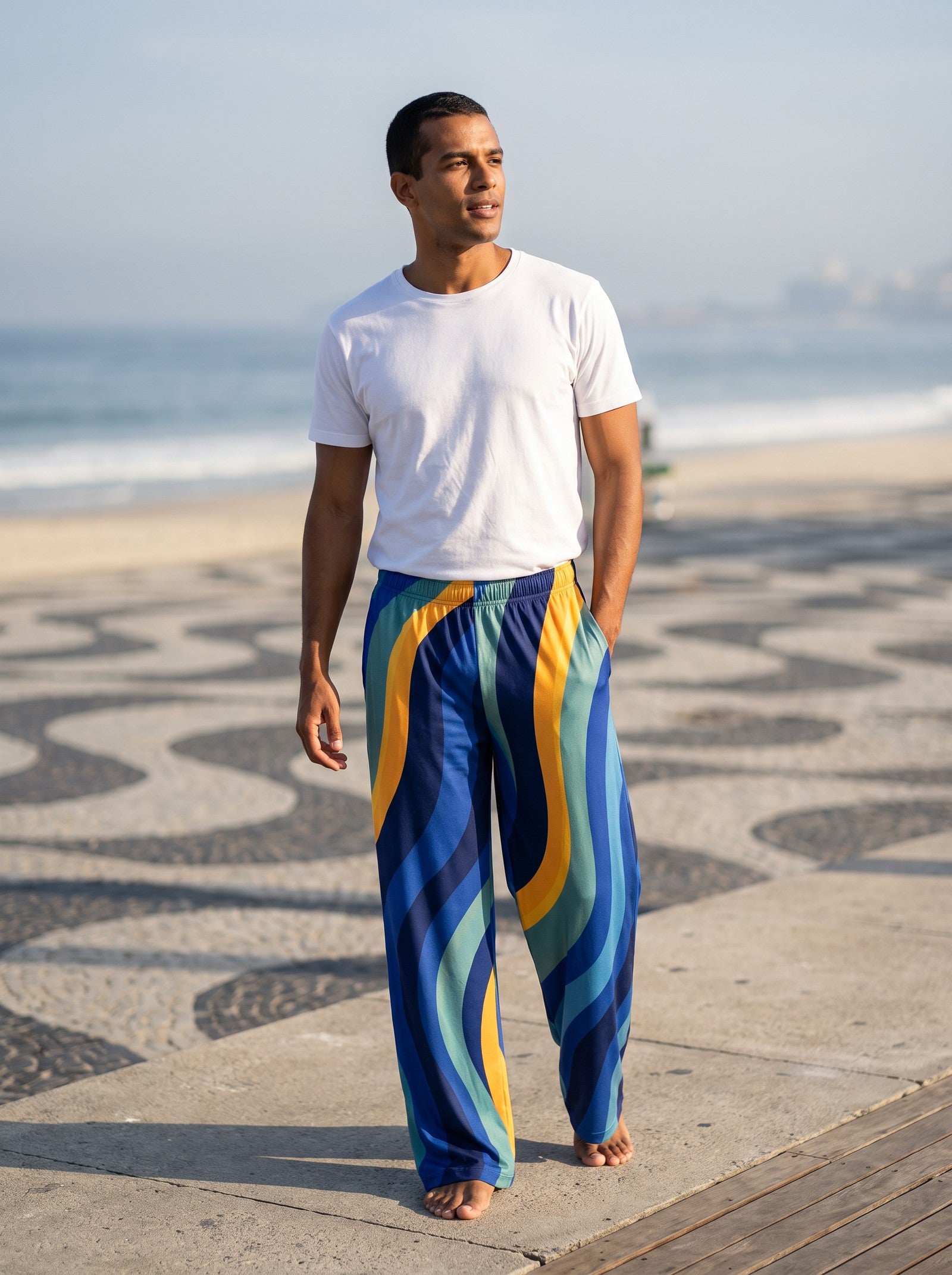 Copacabana Print Pajama Pants Ocean Sunset - Essential Comfort and Style - front view