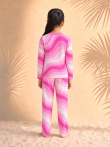 Kids Copacabana Long-Sleeve Pajama Set – Shocking Pink, back view