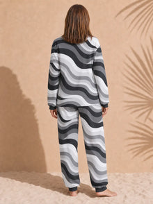 Women's Copacabana Long-Sleeve Pajama Set – Monochrome, back view