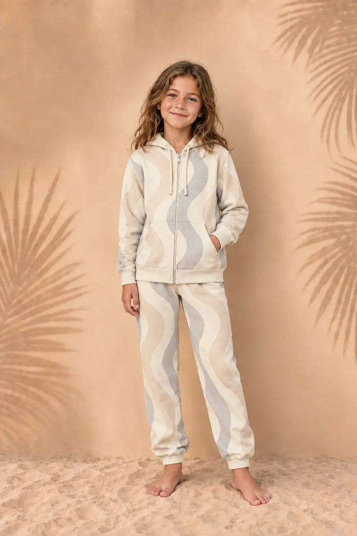Kids Copacabana Hoodie & Pants Set – Dune, front view