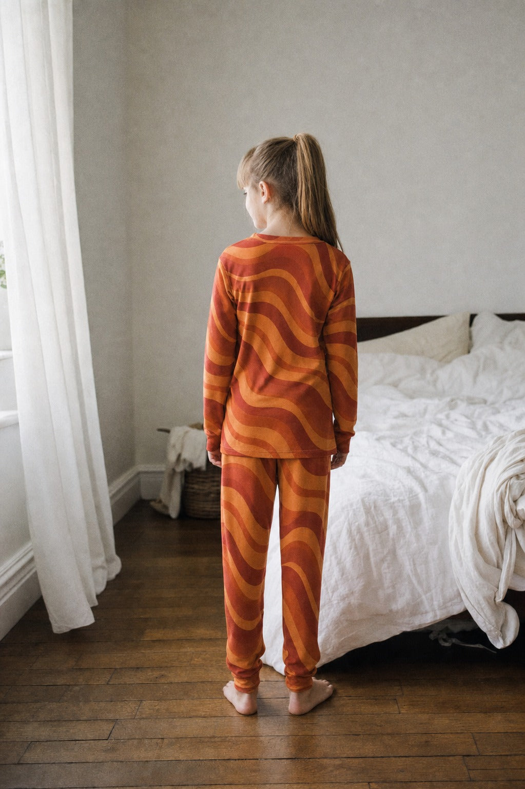 Kids Copacabana Long-Sleeve Pajama Set – Laranja - back view