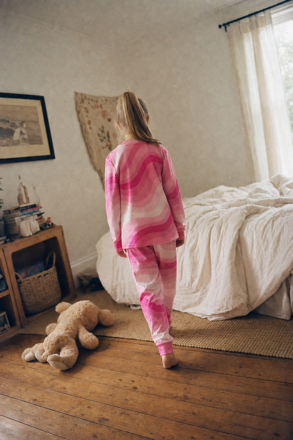 Kids Copacabana Long-Sleeve Pajama Set – Shocking Pink - back view