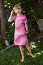 Kids Copacabana Short-Sleeve Dress – Shocking Pink - front view