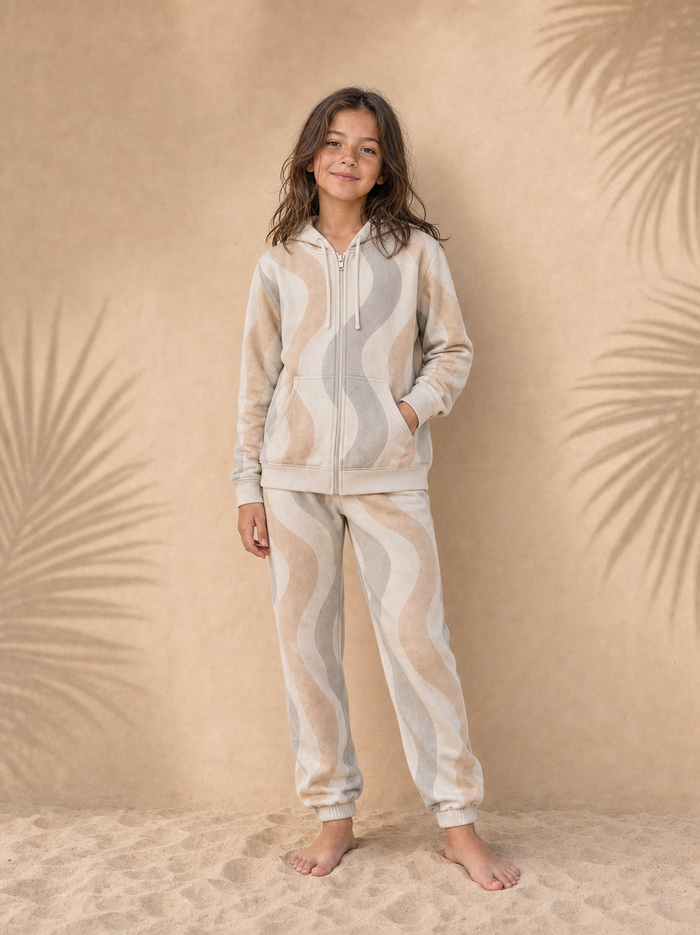 Kids Copacabana Hoodie & Pants Set – Dune, front view