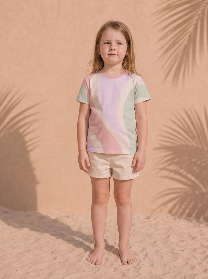 Kids Copacabana Print T-Shirt – Pastel Fantasy Crew Neck, front view