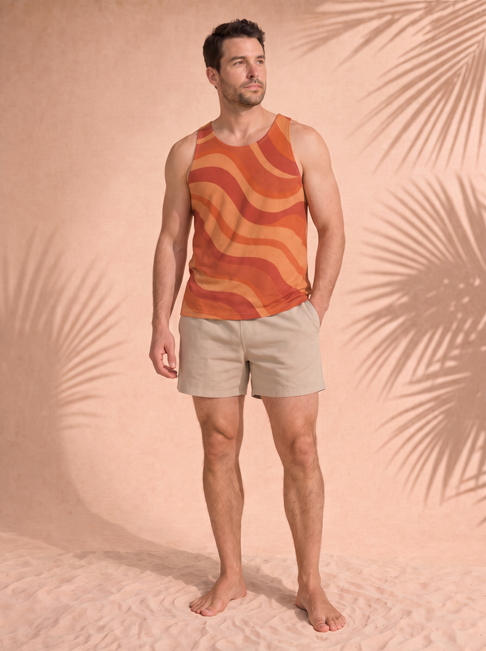 Men’s Copacabana Print Tank Top – Laranja, front view