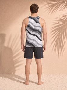 Men's Copacabana Print Tank Top – Monochrome, back view
