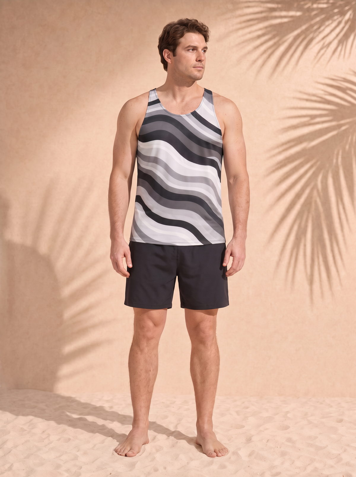Men's Copacabana Print Tank Top – Monochrome, front view