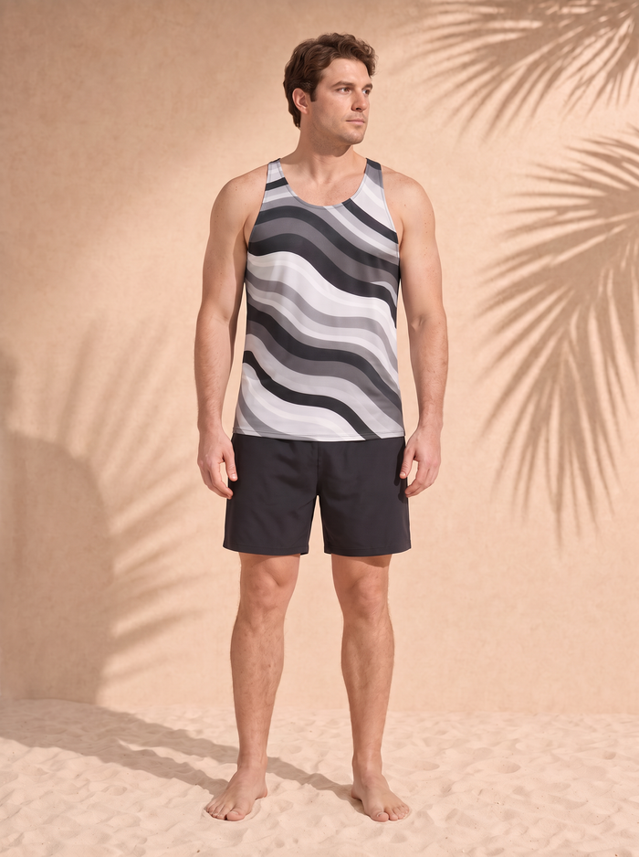 Men's Copacabana Print Tank Top – Monochrome, front view