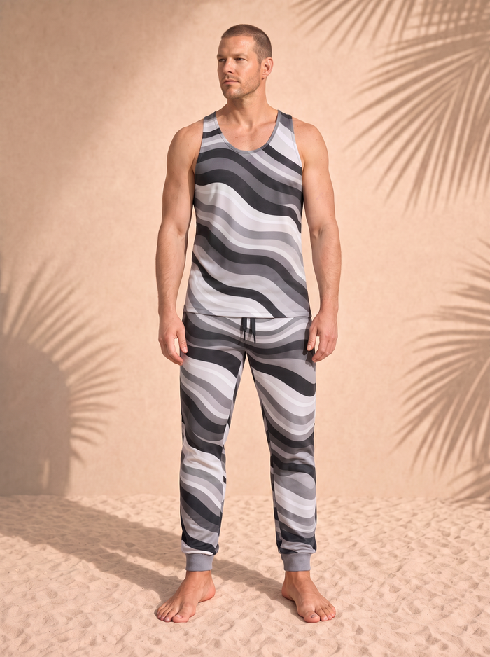 Copacabana Monochrome Matching Set – Tank & Pajama Pants, front view