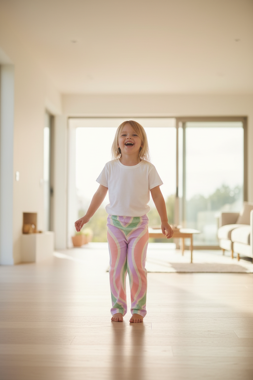 Playful standing low angle