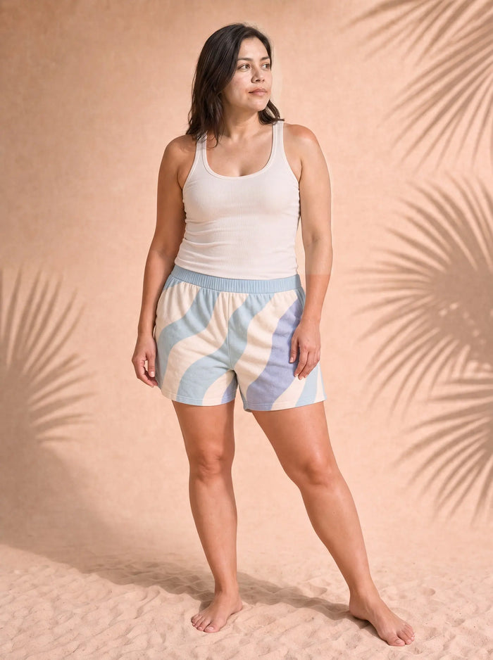 Women's Copacabana Print Shorts – Sky Blue, front view