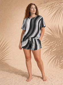 Women's Copacabana Short-Sleeve Loungewear Set – Monochrome, front view