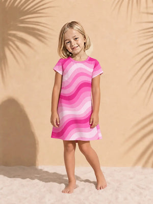 Kids Copacabana Short-Sleeve Dress – Shocking Pink