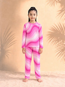 Kids Copacabana Long-Sleeve Pajama Set – Shocking Pink, front view