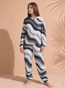 Women's Copacabana Long-Sleeve Pajama Set – Monochrome, front view