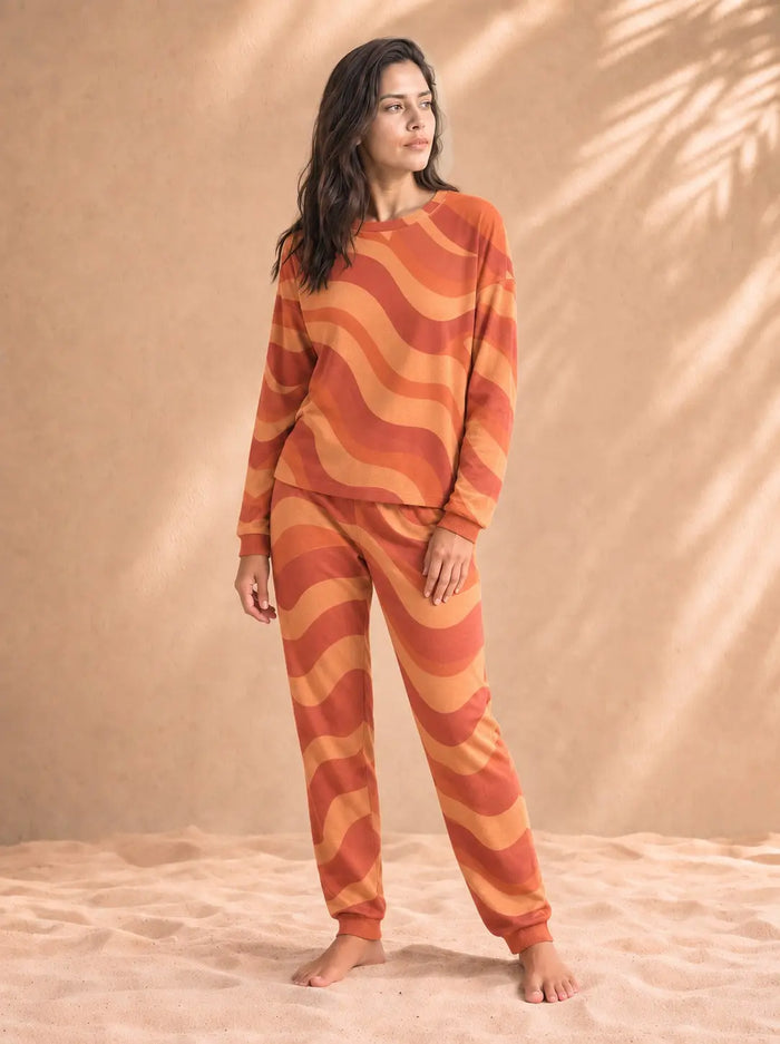 Women's Copacabana Long-Sleeve Pajama Set – Laranja, front view