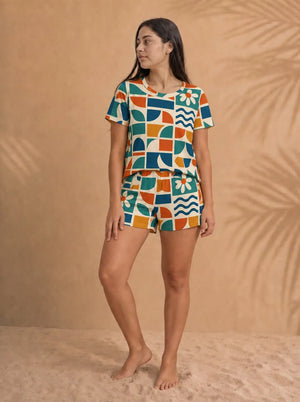 Women's Printed Short Pajama Set in Selarón