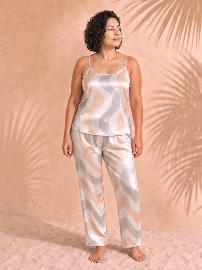 Women's Copacabana Ice Silk Pajama Set – Dune, front view