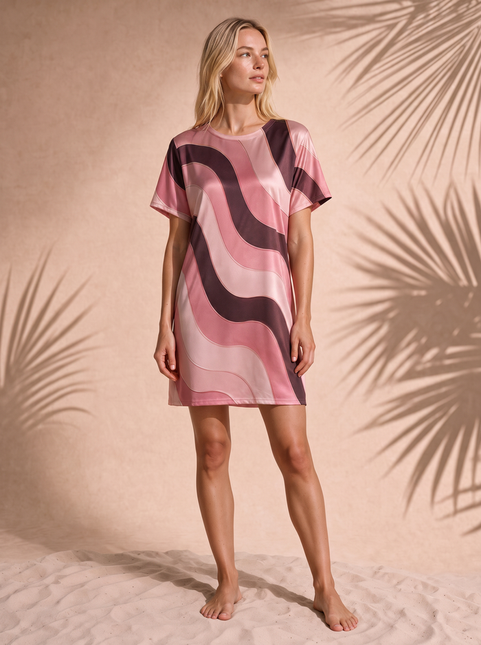 Women's Copacabana Short Sleeve Nightdress – Rosa, front view