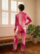 Women's Copacabana Long Sleeve Pajama Set - Shocking Pink - back view