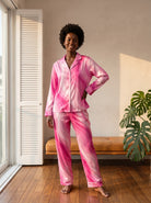 Women's Copacabana Long Sleeve Pajama Set - Shocking Pink - side view