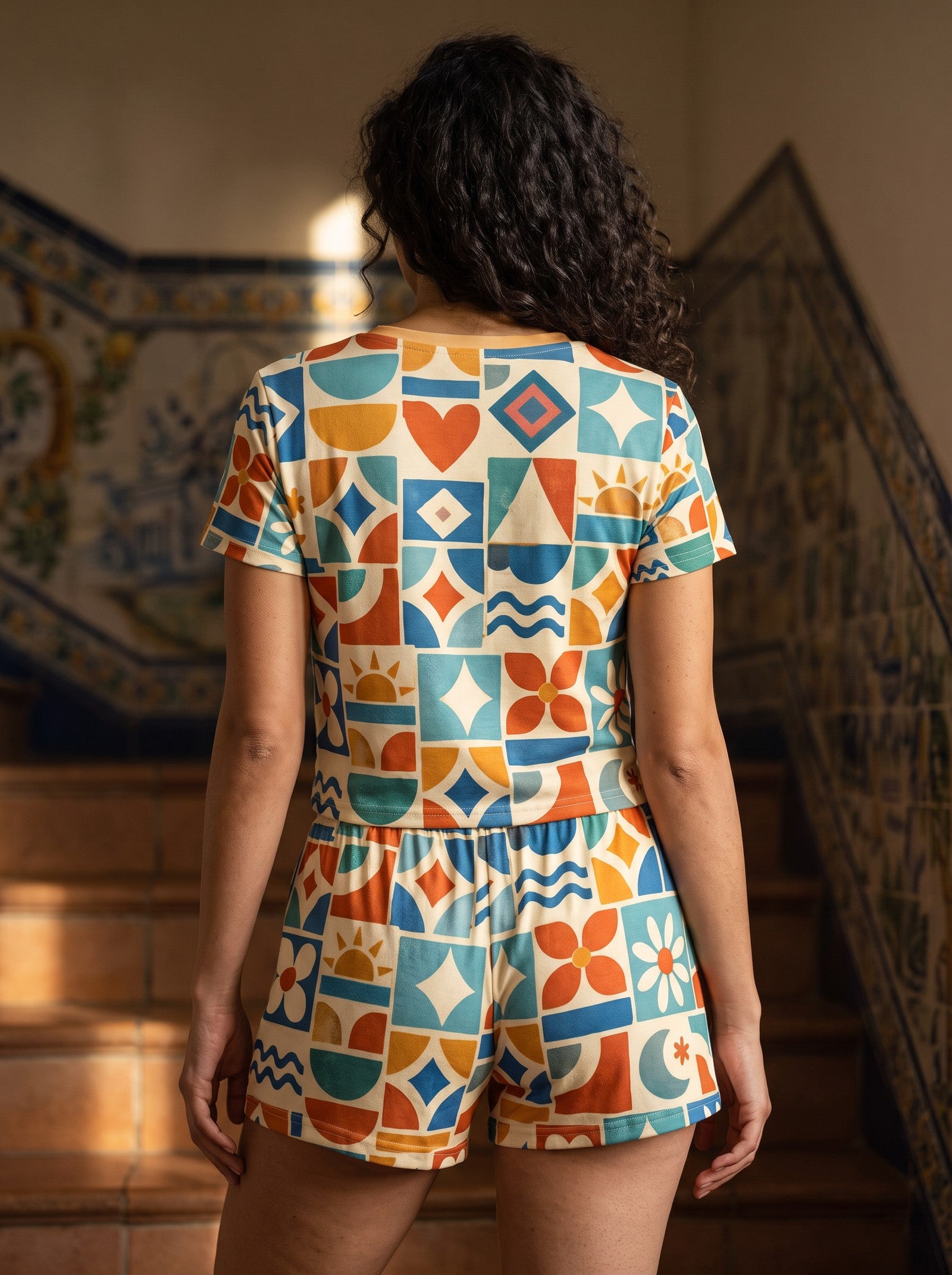 Women's Selaron Print Short Pajama Set - back view